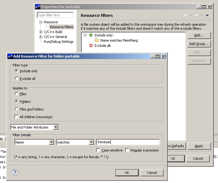 Adding Eclipse resource filters to down select the RTOS source files being built