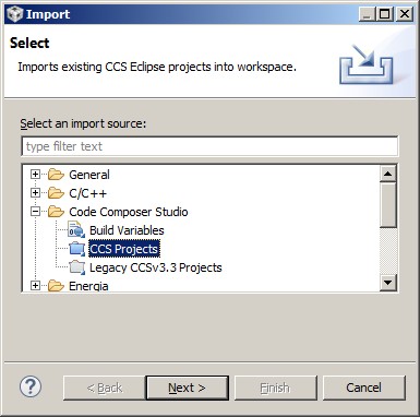 将 MSP430 RTOS 演示项目导入 CCS Eclipse IDE