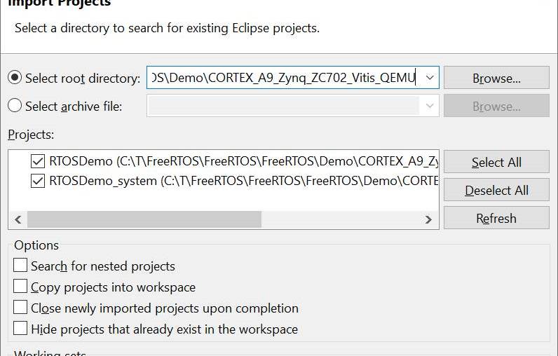 FreeRTOS Xilinx Zynq-7000 QEMU Demo (Arm Cortex-A9) Using